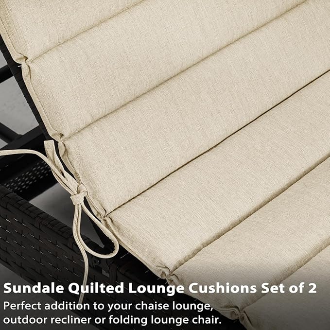 Sundale Outdoor Olefin Quilted Lounge Cushion Set of 4, Patio Foldable Chaise
