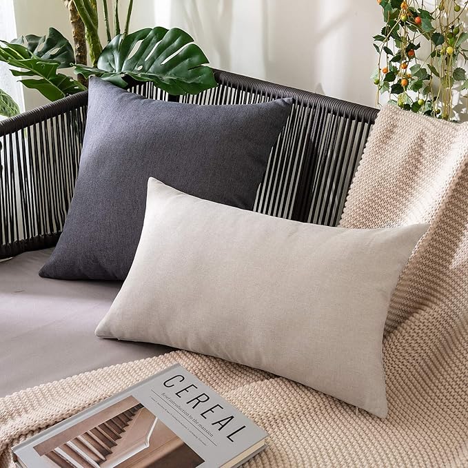 MIULEE Pack of 2 Decorative Outdoor Solid Waterproof Throw Pillow Covers Faux