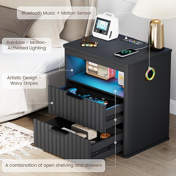 WOOVIVS Modern Nightstand Set of 2