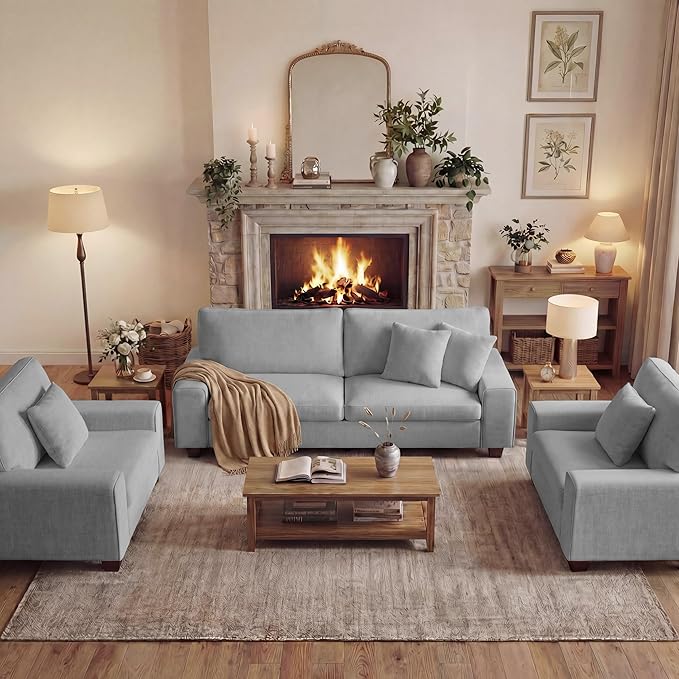 DOPEDIO Modern Living Room Sofa Set, 88.58" Chenille Loveseat