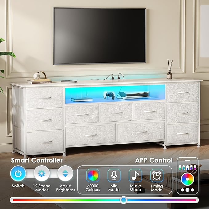 Huuger 63 Inch TV Stand for 65, 70 Inch TV, 11 Drawer Long Dresser