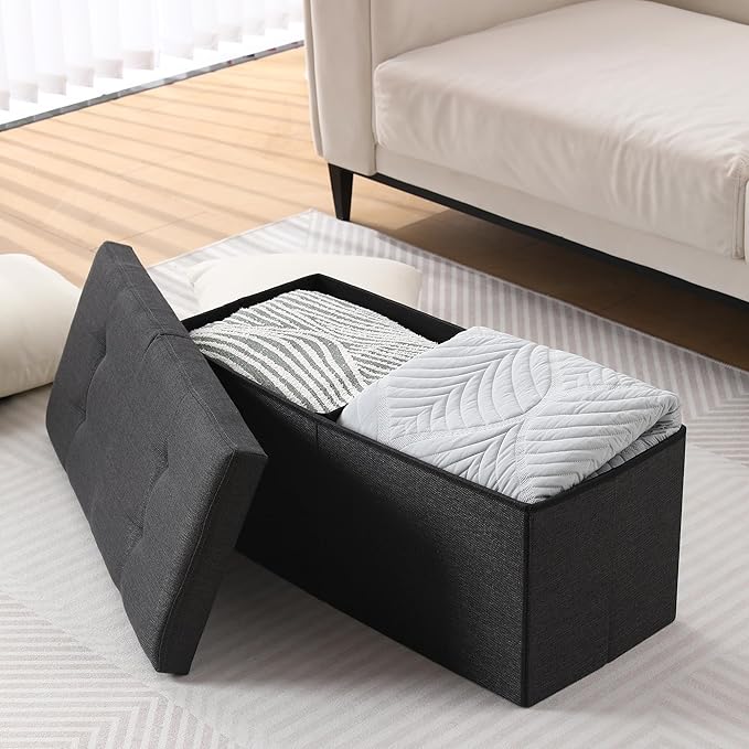 Storage Ottoman Bench Foldable Seat Footrest Shoe Bench End of Bed Storage
