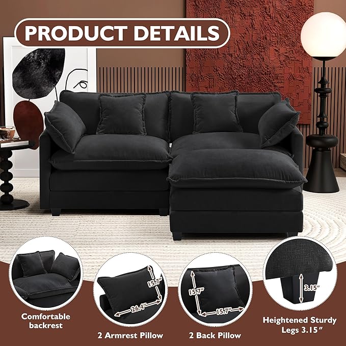 Ihanherry 77" L Shaped Modern Sofa Modular Sectional Cloud Couch