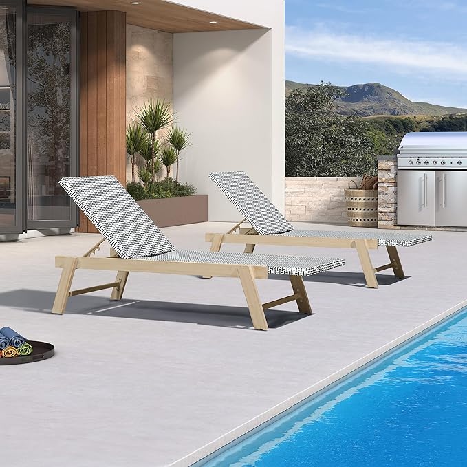 PURPLE LEAF Extra Large Patio Chaise Lounge 2 Pieces French Outdoor Wicker