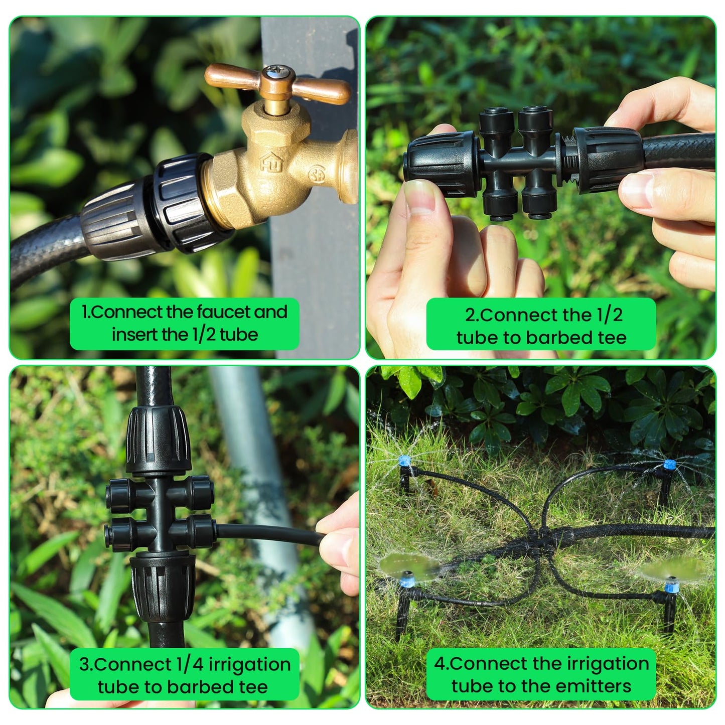 MIXC Drip Irrigation System,Quick Connector Garden Watering System Automatic Sprinkler System Kit for Lawn Raised Bed Greenhouse Plant Watering System (16FT Main Tube+ 79FT 1/4'' Tube)