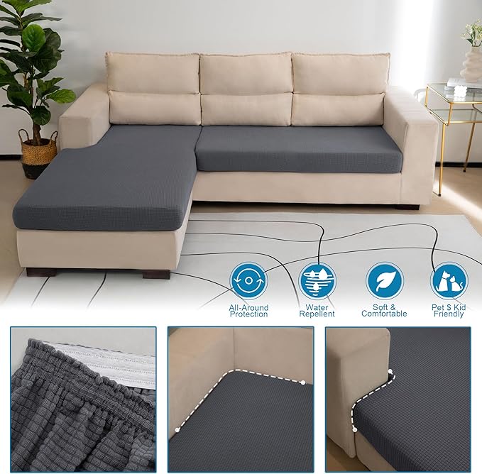Water Repellent Couch Cushion Cover Loveseat Cover, Stretch Sectional Sofa Seat