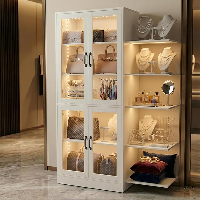 holzart Modern White 5-Tier Display Cabinet