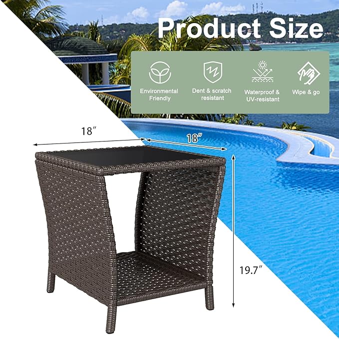 kinbor Outdoor Wicker Side Table