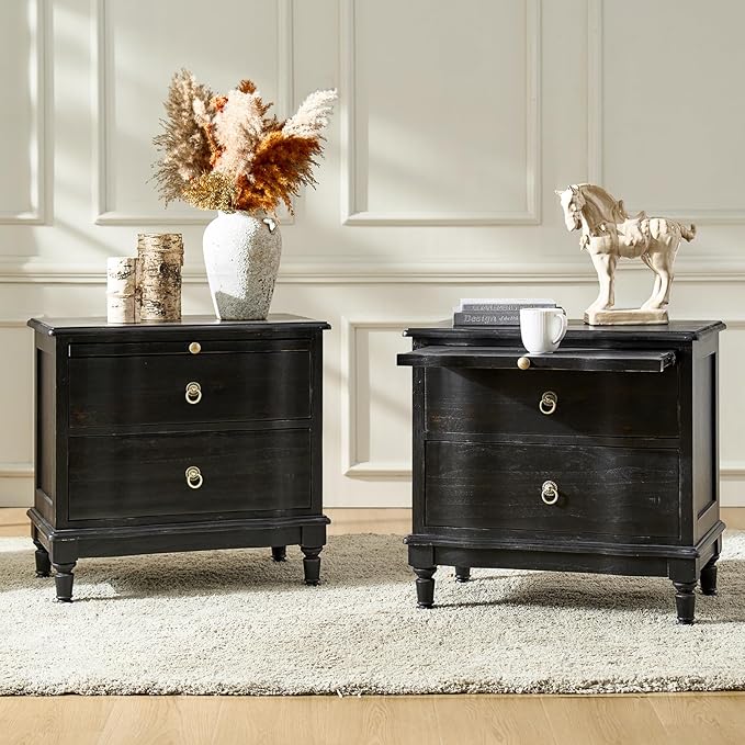 HULALA HOME Solid Wood Storage End Tables