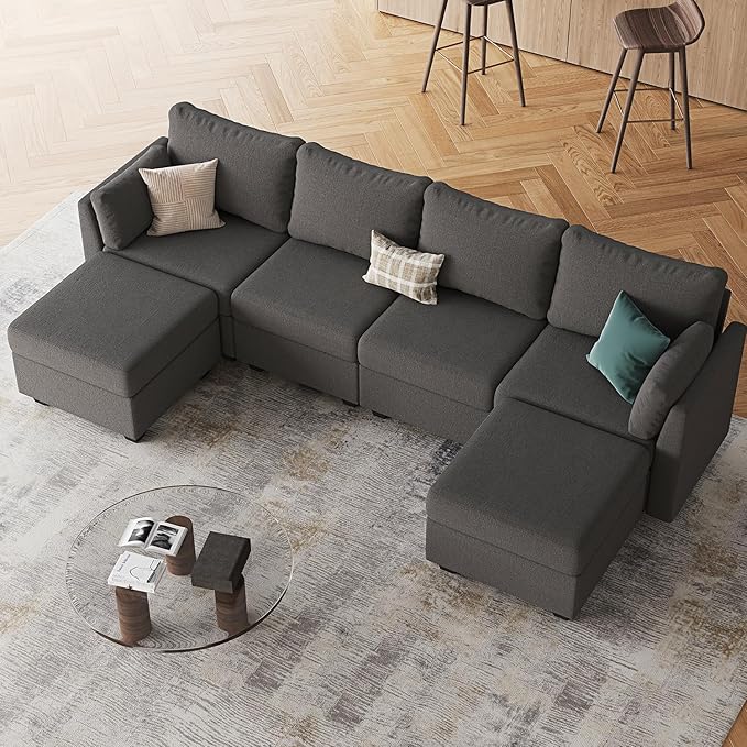Huatean Home 114.17" Modular Sectional Sofa, 6 Seat Modular Couch