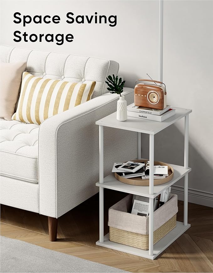 PARTPHONER Floor Lamp with Table, Night Stand with Lamp, Narrow Side Table with