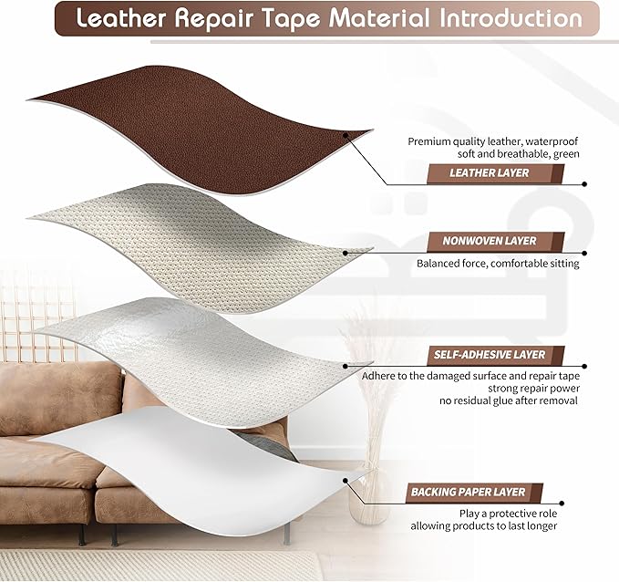 KING MOUNTAIN Leather Repair Patch, 16 x 60 Inches self Adhesive Leather Repair