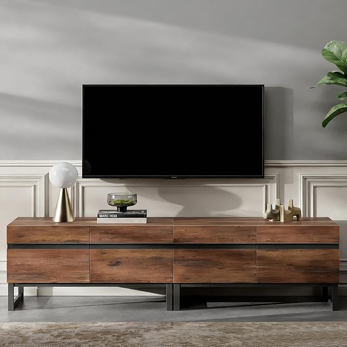 WAMPAT Modern TV Stand for 50-75 Inch TVs, Wood Entertainment Center