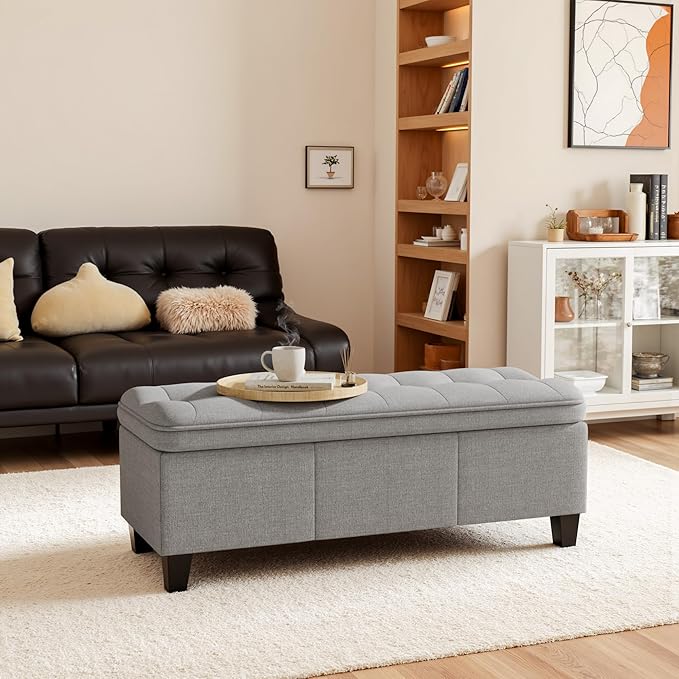 YESHOMY 47 Inches Ottoman with Storage, Storage Bench with Legs, Ottomans