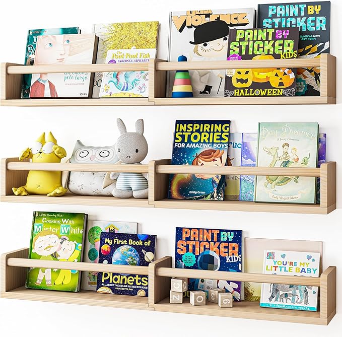 Fixwal Nursery Bookshelves, 32in Floating Bookshelves