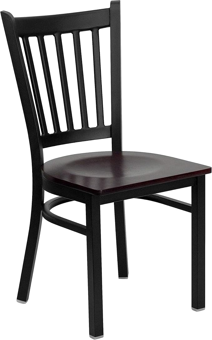 Flash Furniture HERCULES Series Black Vertical Back Metal Restaurant Chair