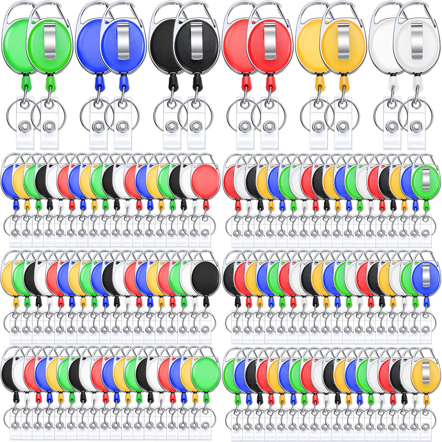Laumoi 90 Packs Retractable ID Badge Holder Name ID Badge Reel Clips Keychain with Belt Clip and Key Ring for Office Worker Doctor Nurse Employee (Multicolor)