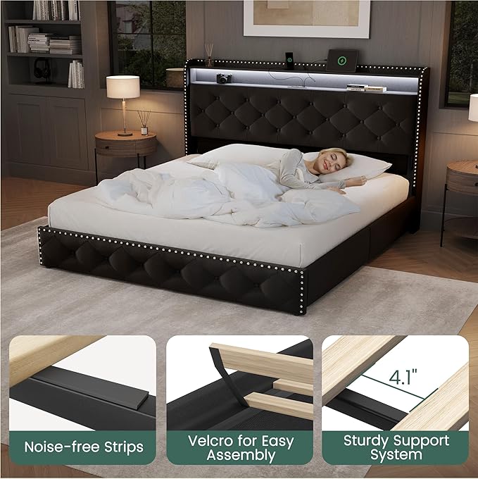 LARMACE Queen Size Bed Frame