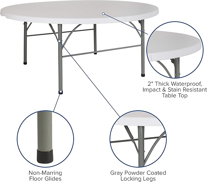 Flash Furniture Stonewall 6' Round Plastic Folding Event Table