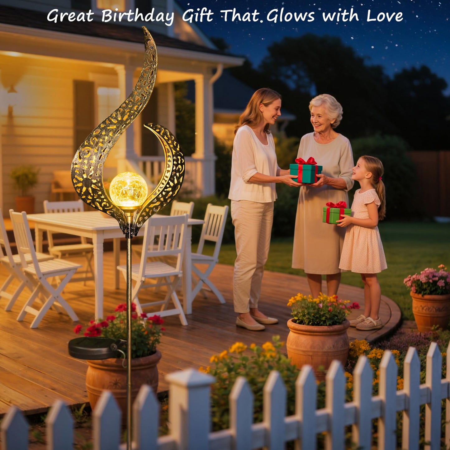 HOMEIMPRO Outdoor Solar Garden Lights Waterproof, Gifts for Mom Dad, Yard Art, Pathway, Lawn Ornaments, Outdoor Decor,Birthday Gifts for Wife Women (Bronze,2Pack)