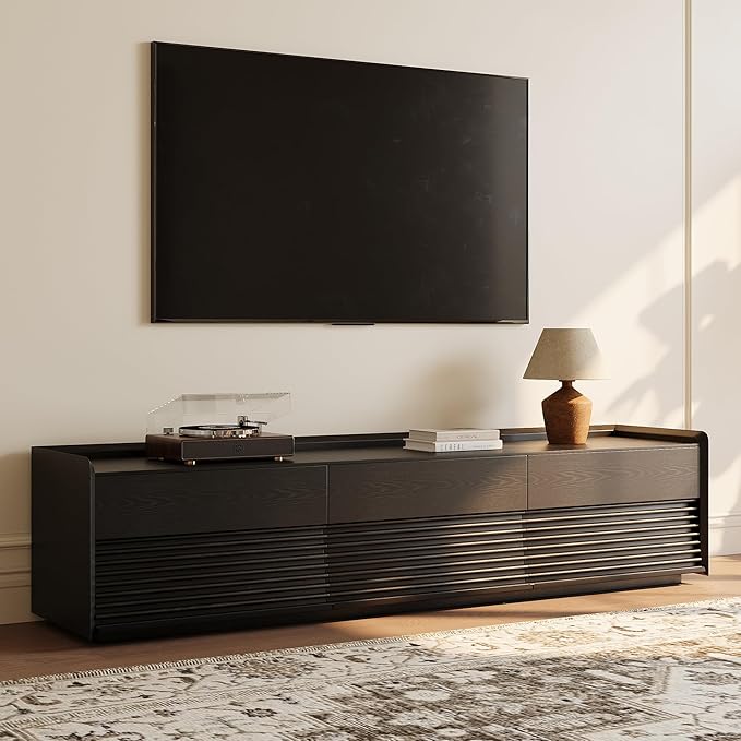 POVISON Fully-Assembled Mid Century Modern TV Stand, 78.74" Wood Media Console