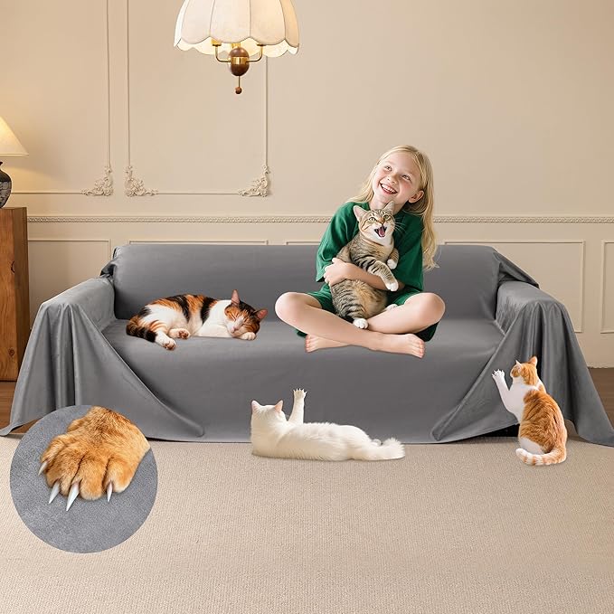 Loiion Velvet Sofa Cover, Ultra Soft Waterproof Non-Slip Couch Cover