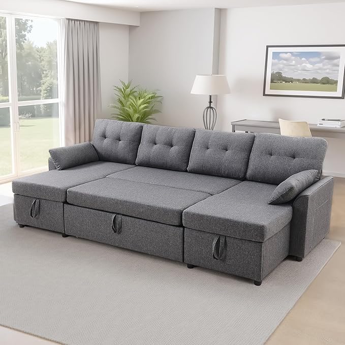 VEVOR U Shaped Sofa Bed, Convertible Sofa Bed