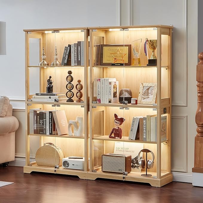 LELELINKY Farmhouse Display Cabinet Set of 2