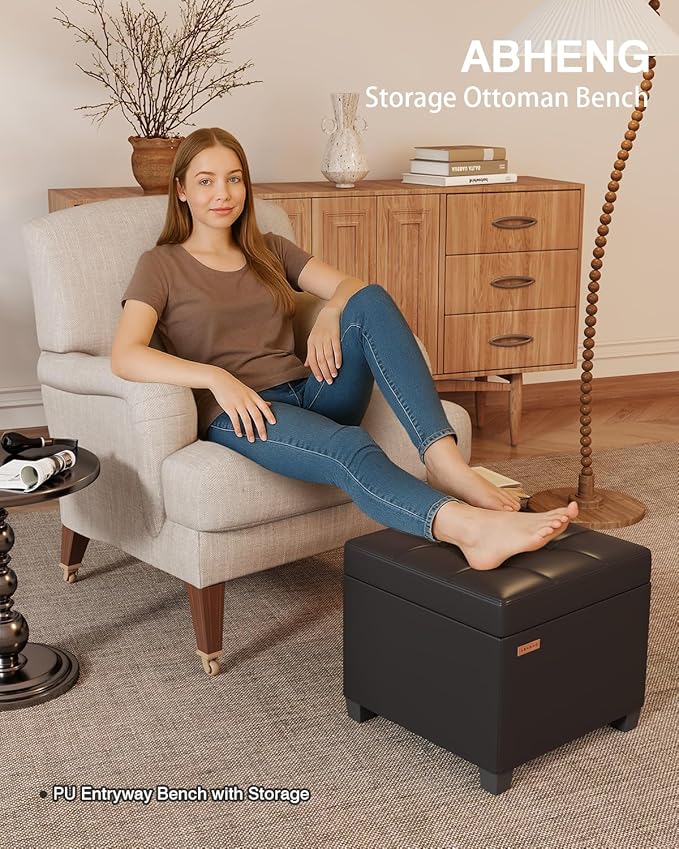 ABHENG Synthetic Leather Cover Steel Frame Ottoman
