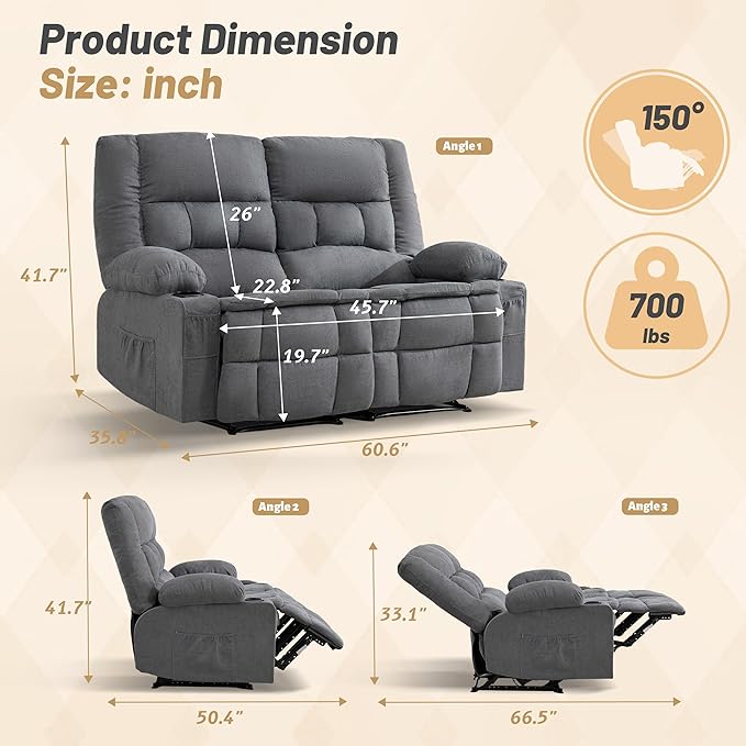 Loveseat Recliner Sofa, Big Large Reclining Sofa