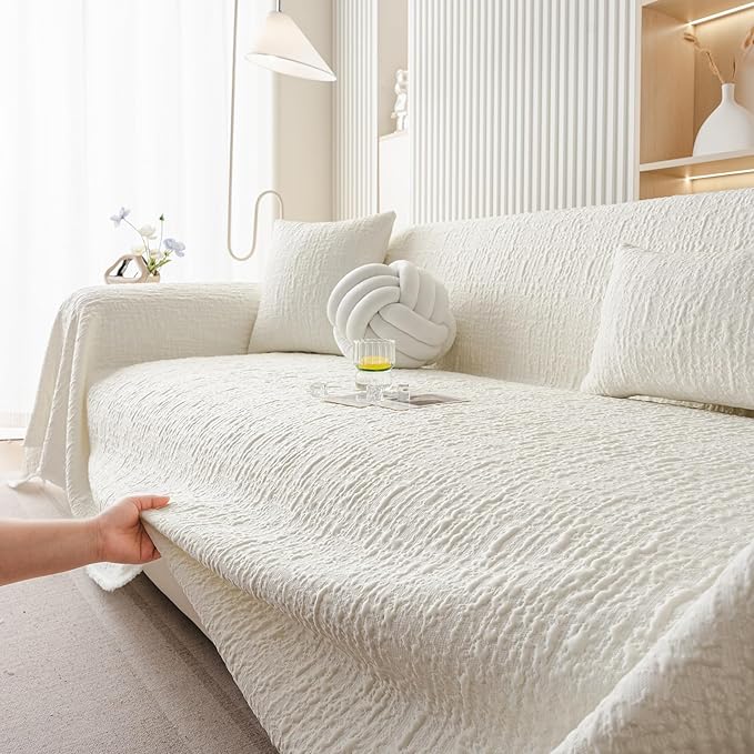 DREAMINGO Bubble Textured Cooling Sofa Cover, Ice Silk Breathable Couch Cover