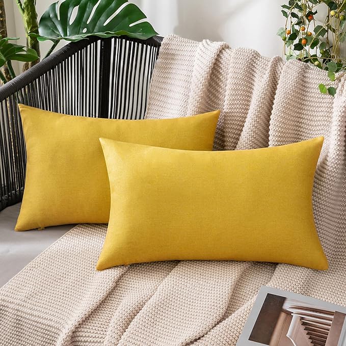 MIULEE Pack of 2 Decorative Outdoor Solid Waterproof Throw Pillow Covers Faux