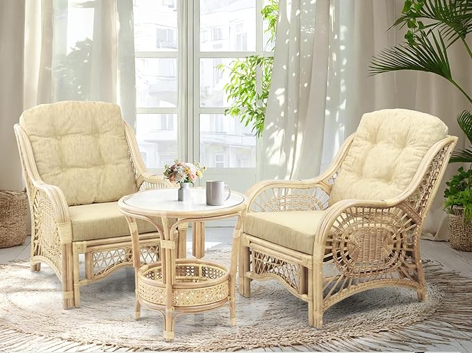 Malibu Lounge Living Accent Armchair Natural Rattan Wicker Handmade Design