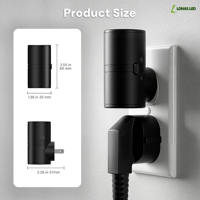 L LOHAS LED Night Light, Mini Night Lights Plug into Wall, Light Sensor, 2 Level Brightness, Soft White 3000K, Rotating Nightlight Plug in Wall for Adult Kids Hallway Bedroom Bathroom Stairway, 6 Pack