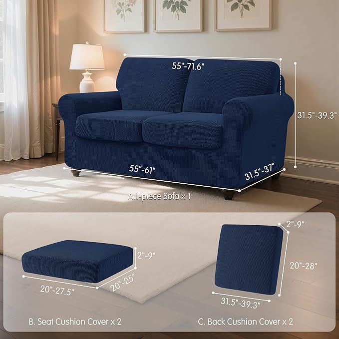 SUBRTEX 5 Pieces Stretch Sofa Slipcover Sets Couch Cover Sets Backrest Cushion