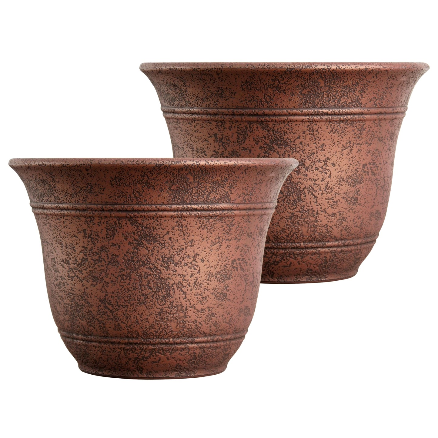 The HC Companies Sierra Round Self-Watering Pot - Lightweight Plastic Planter for Herbs & More - Durable Plant Pots for Indoor Plants & Outdoor Plants (7.5” Rustic Redstone, Pack of 2)