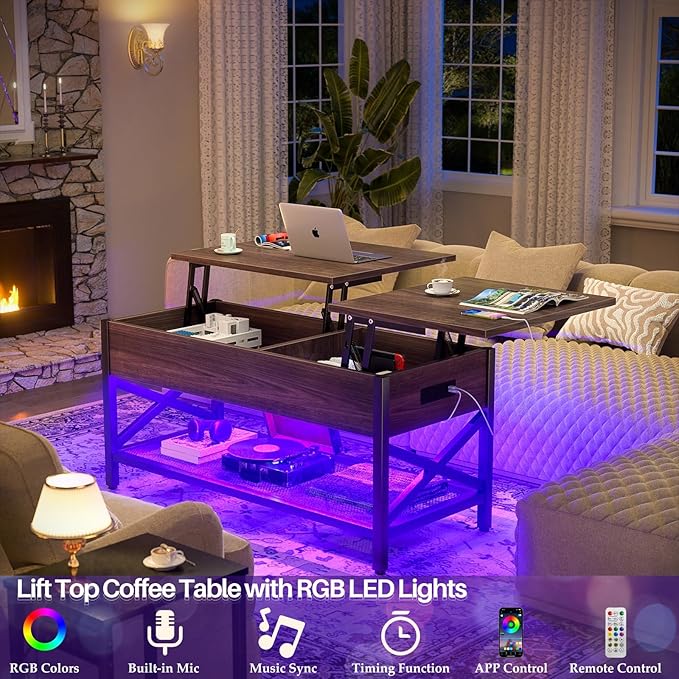 Aheaplus Coffee Table, Lift Top Coffee Table