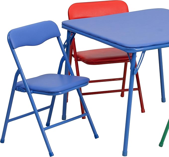 Flash Furniture Mindy Kids 5-Piece set Folding Square Table and Chairs Set