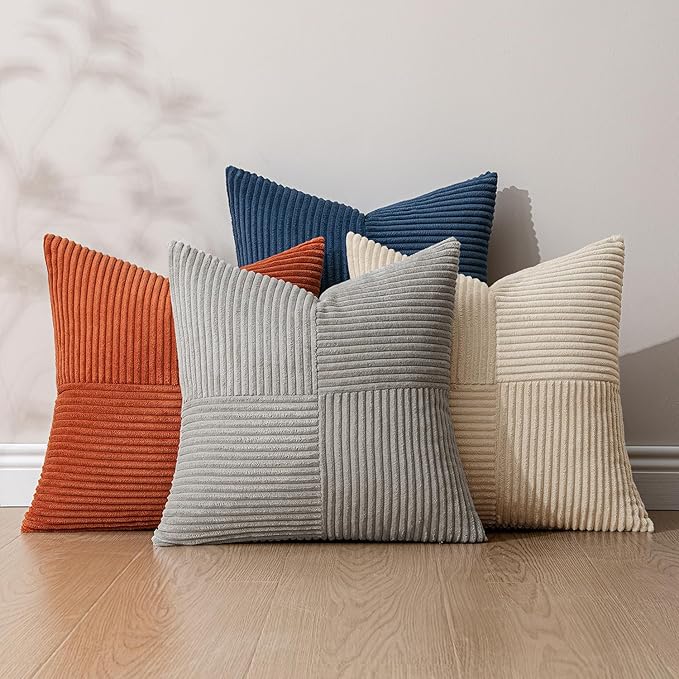 MIULEE Blue Rust Throw Pillow Covers 18x18 Inch Set of 4 Boho Farmhouse Cushion