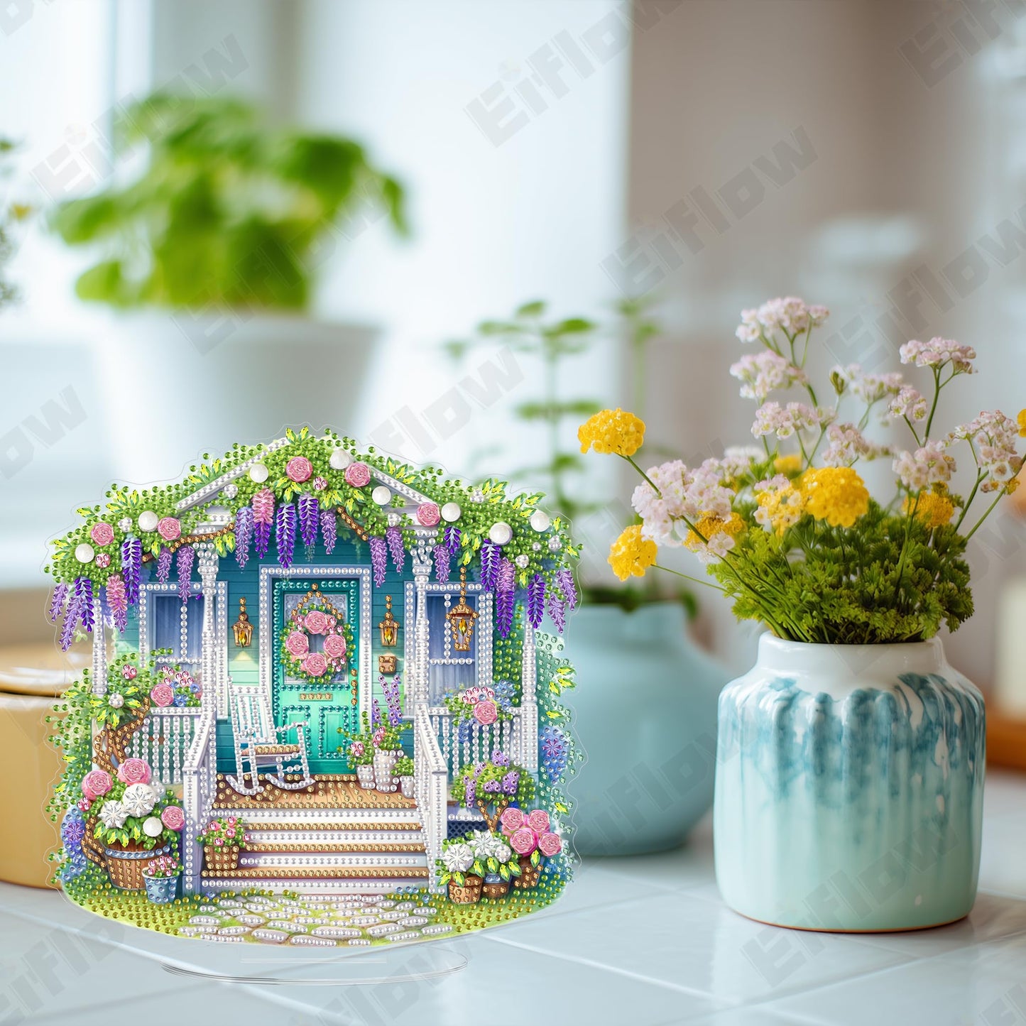 Eiflow Desktop Diamond Art Kit for Adults Fall, DIY Tabletop Diamond Art Painting with Stand, Acrylic Stand Up Gem Painting Board Kit (Thanksgiving)