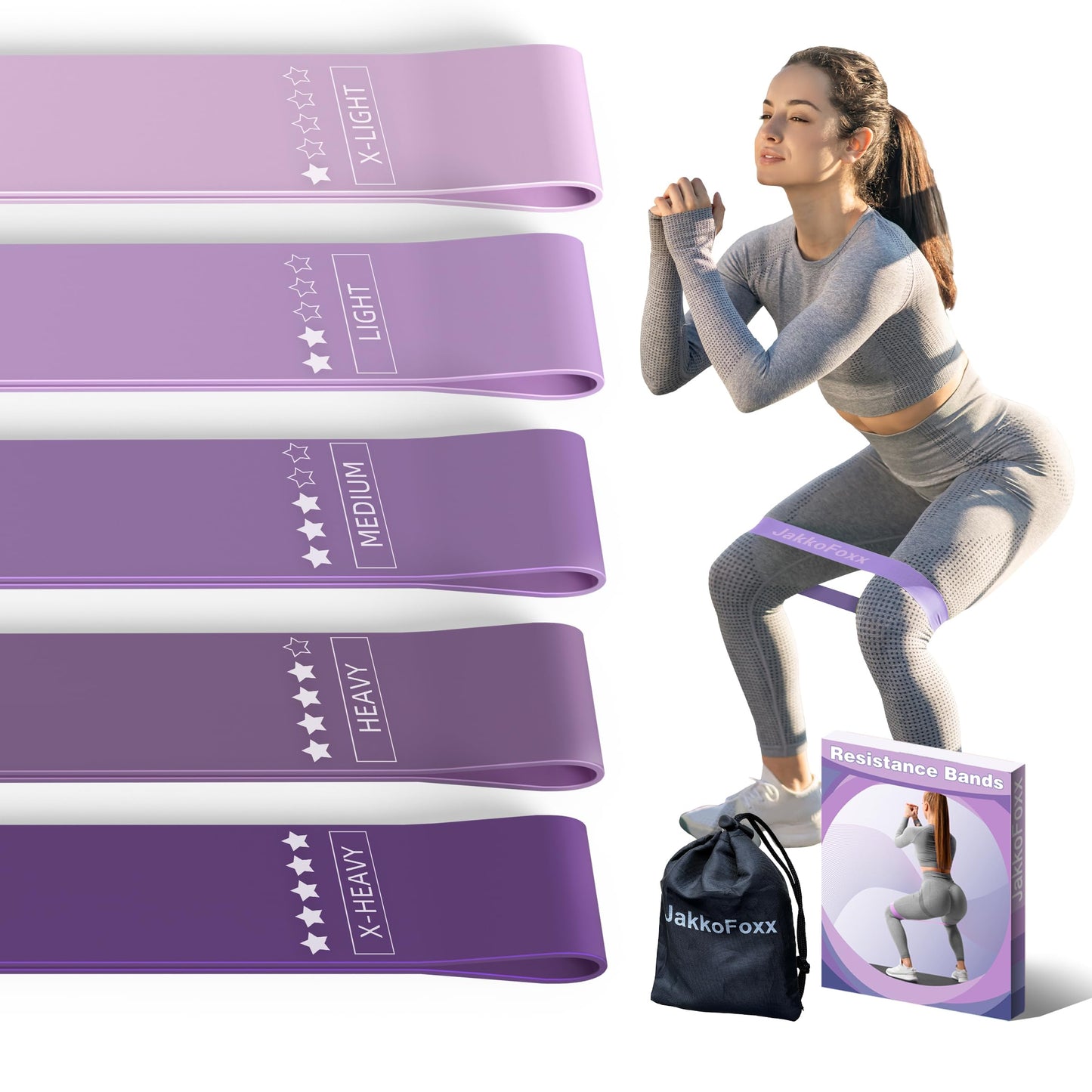 Resistance Loop Exercise Bands, Resistance Bands Exercise Bands for Home Fitness, Stretching, Strength Training, Physical Therapy,Elastic Workout Bands for Women Men Kids, Set of 5