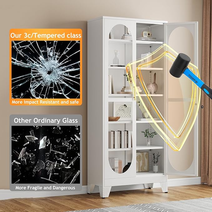 PAOFIN 75" H Locking Display Cabinet