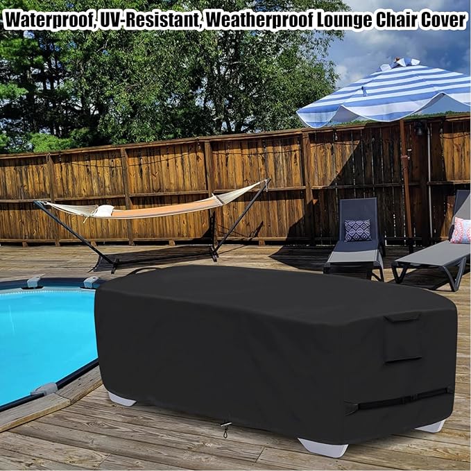 Outdoor Lounge Chair Covers for 4-6 Stackable Patio Chaise Lounge Chairs