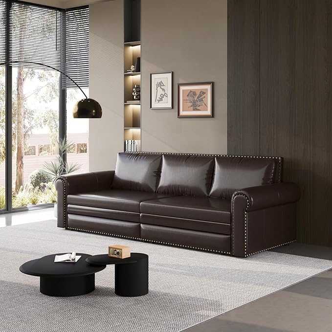 Faux Leather Sleeper Sofa Couch
