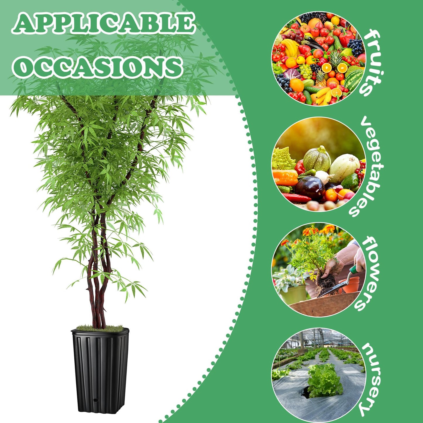 Dandat 100 Pcs Tall Tree Pots, Plastic Deep Plant Nursery Pots, Tall Seedling Flower Plant Container Starting Pots with Drainage Holes for Indoor Outdoor Gardening (5 Size 7.6"+9.8"+11"+11.4"+12.2"H)