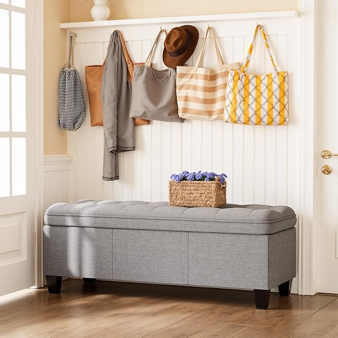 YESHOMY 47 Inches Ottoman with Storage, Storage Bench with Legs, Ottomans