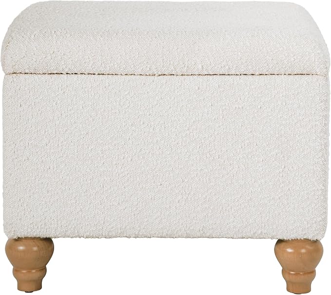 Homepop Home Decor | Upholstered MediumRectangular Storage Ottoman | Hinged Lid