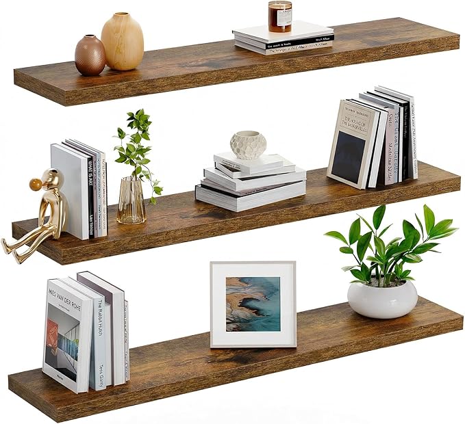 AMADA HOMEFURNISHING 23.6" L Floating Shelves, Wall Shelves Set of 3