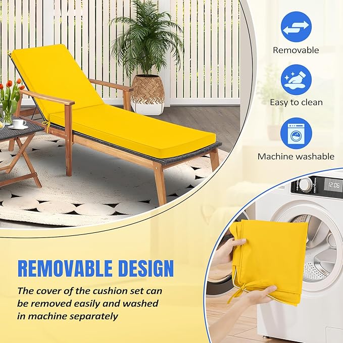 Basic Beyond Chaise Lounge Cushions Outdoor, 3-Layer Waterproof Outdoor