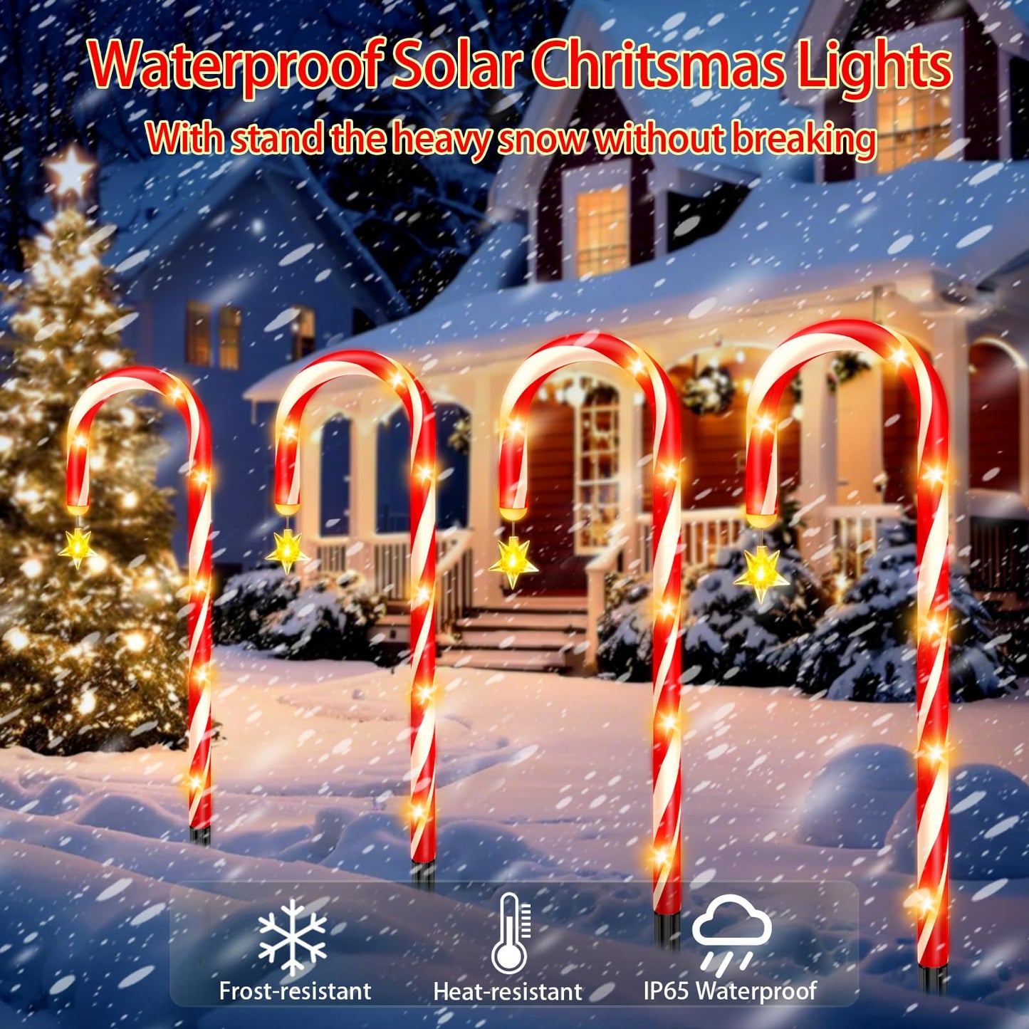 stadeco Solar Christmas Decorations Outdoor, 12 Pack Solar Candy Cane Christmas Lights 8 Lighting Modes 180 Bright LED, Waterproof Outside Xmas DIY Decorations for Pathway Yard Garden
